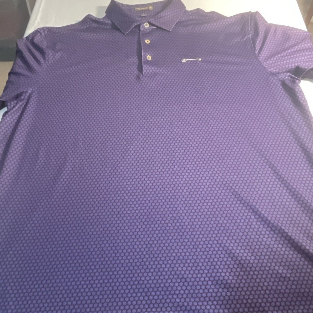 Peter Millar Summer Comfort Men's Polo Shirt XL Purple Geometric Short Sleeve